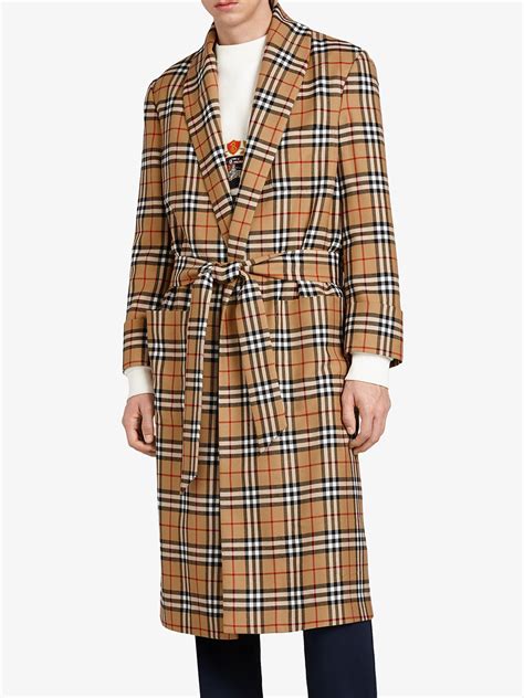 Reissued vintage check dressing gown coat 